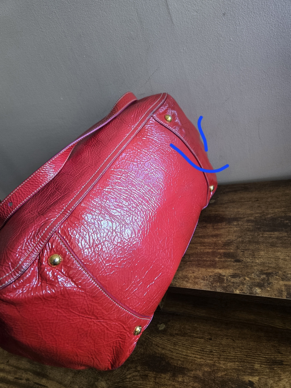 Prada Pink-Red Leather Shoulder Satchel with Gold Hardware - Picture 11 of 11